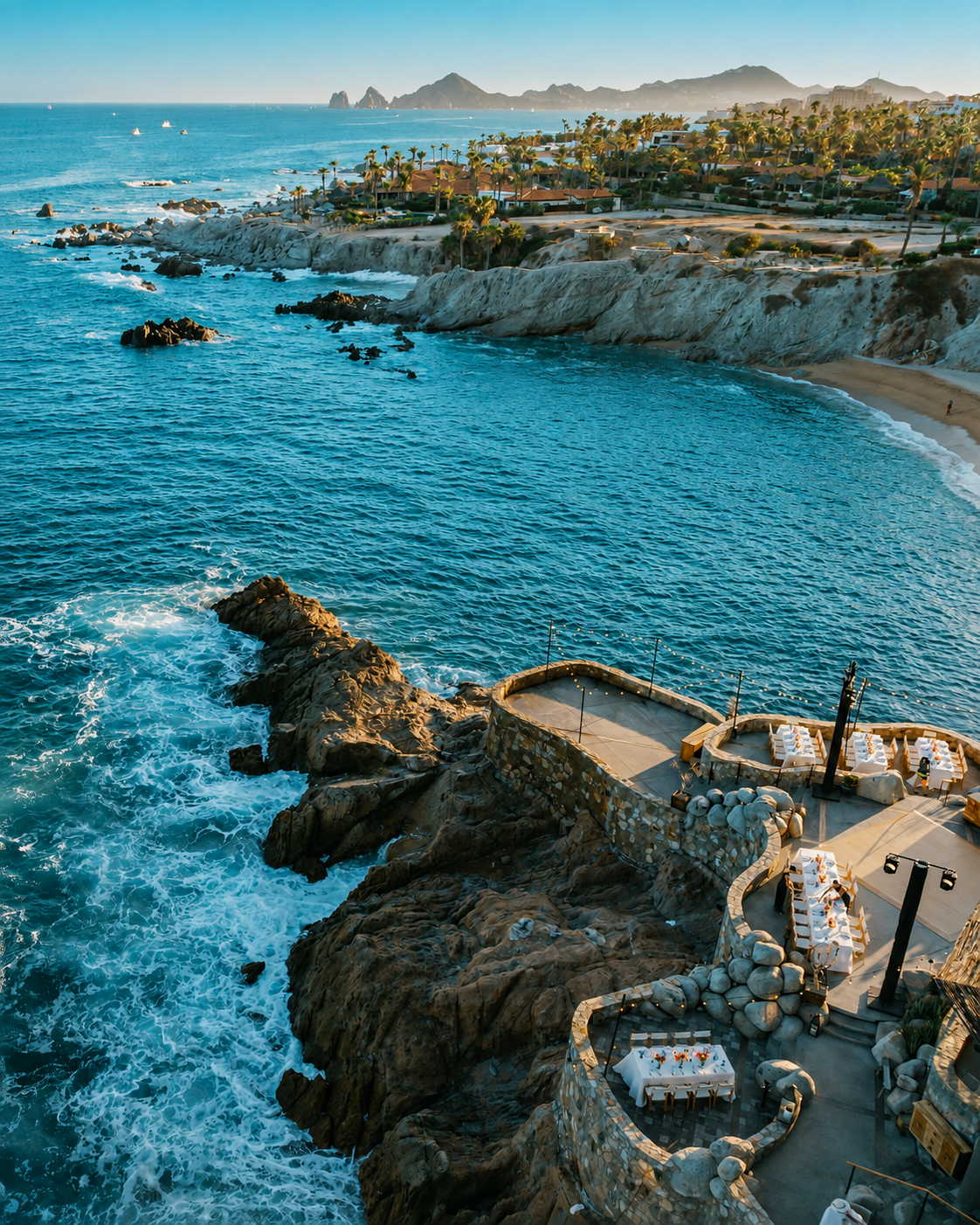 Wedding party vehicle at a Los Cabos resort